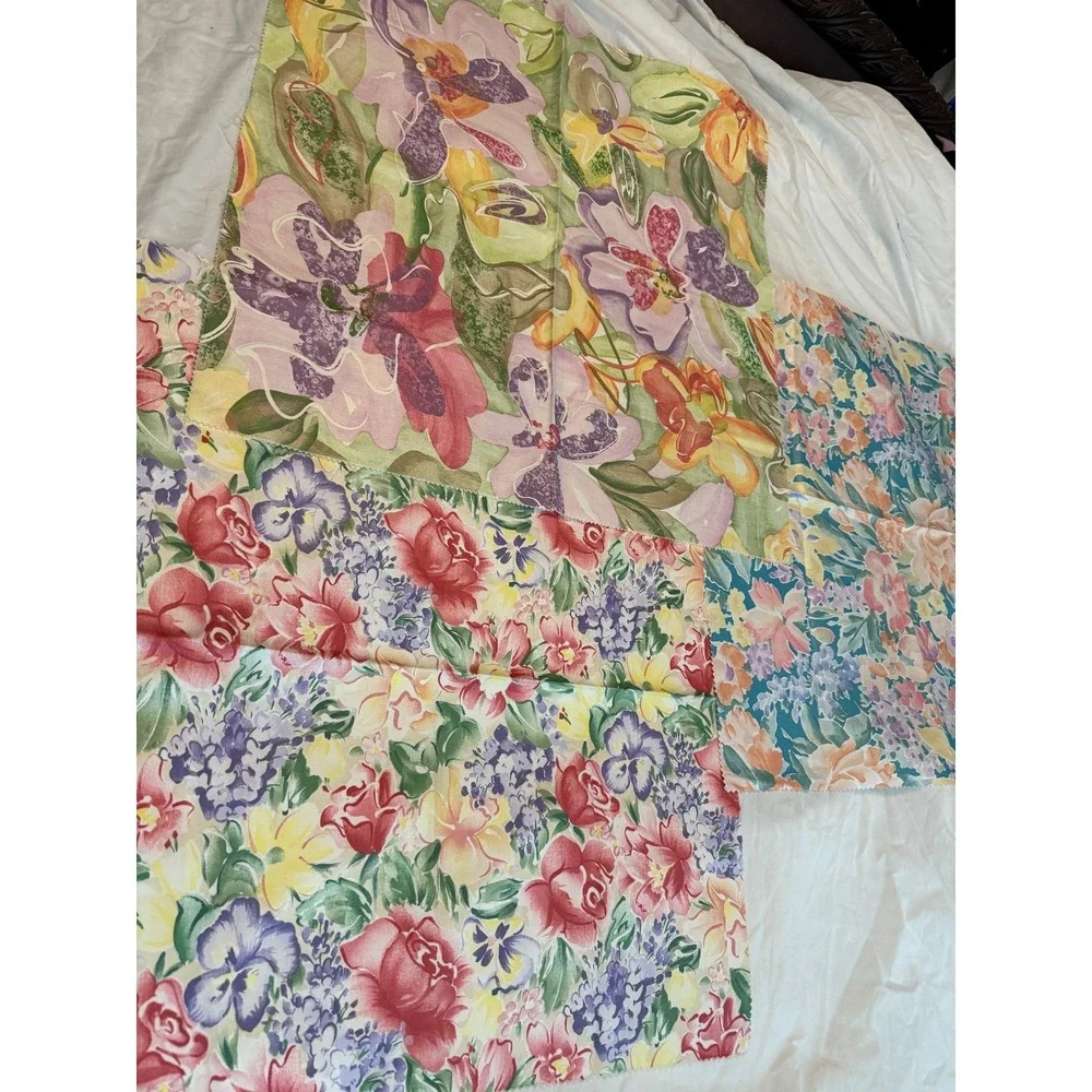 Lot of 3‎ Vintage Flowers abstract 90s look style Fabric 25
